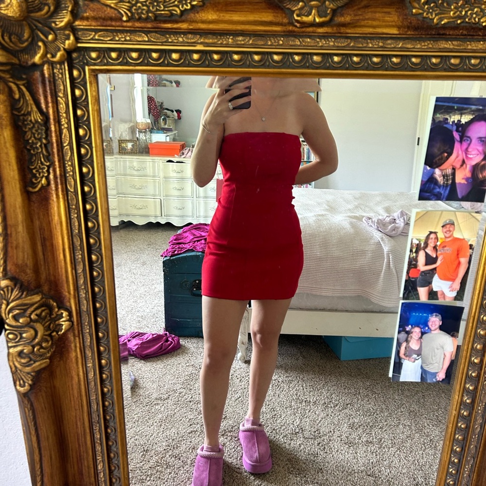 Hello Molly Red Strapless Bodycon Mini Dress